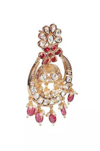 Red kundan chaandbaali earrings