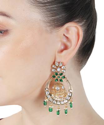 Green kundan chaandbaali earrings 2