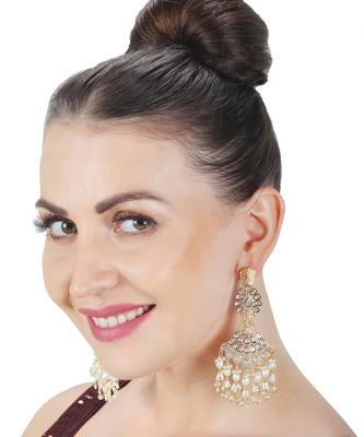 White kundan dangler earrings 1