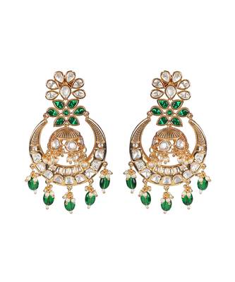 Green kundan chaandbaali earrings 4