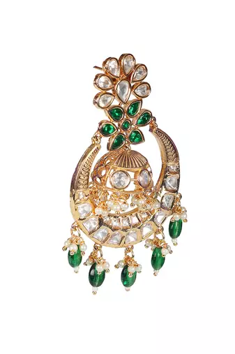 Green kundan chaandbaali earrings