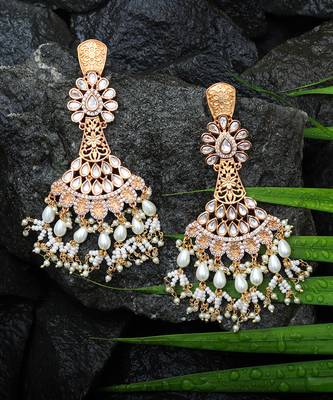 White kundan dangler earrings 3