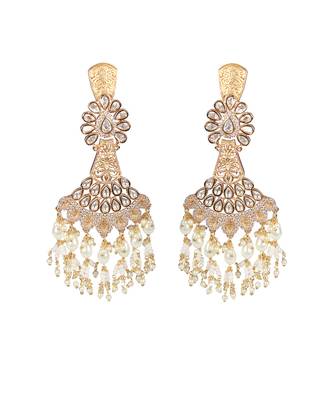 White kundan dangler earrings 4