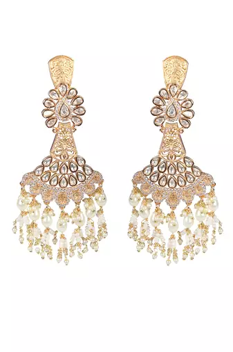 White kundan dangler earrings