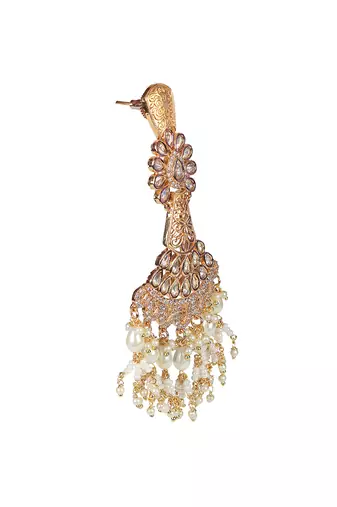 White kundan dangler earrings
