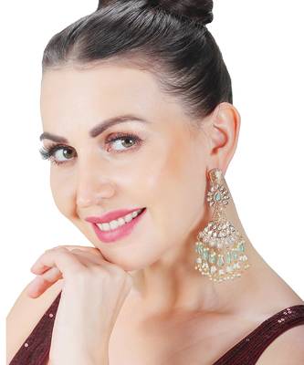 Green kundan dangler earrings 1