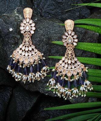 Purple kundan dangler earrings 3