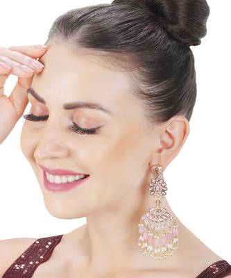 Pink kundan dangler earrings 1