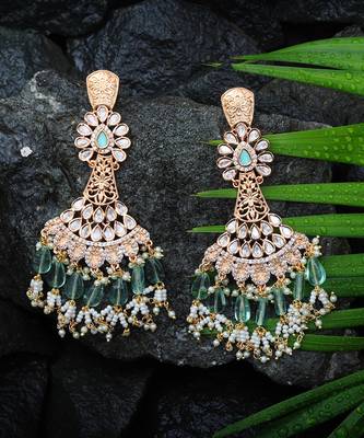 Green kundan dangler earrings 3