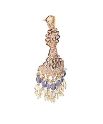 Purple kundan dangler earrings 5