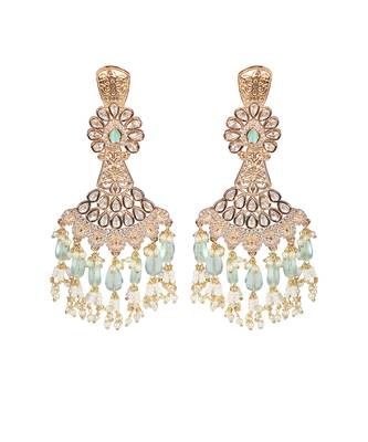 Green kundan dangler earrings 4