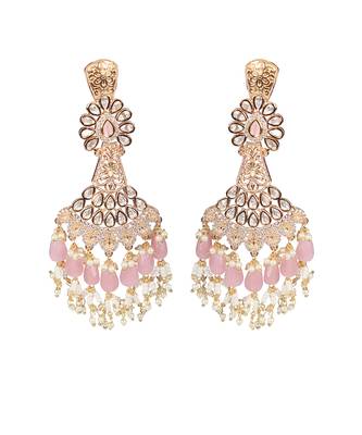 Pink kundan dangler earrings 4