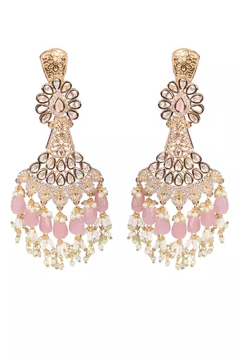 Pink kundan dangler earrings