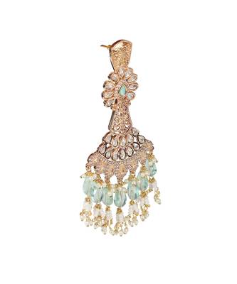 Green kundan dangler earrings 5