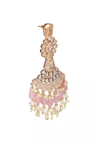 Pink kundan dangler earrings