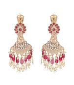 Red kundan dangler earrings