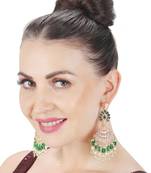 Green kundan dangler earrings