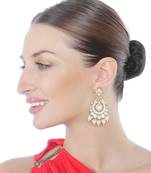White kundan and polki chaandbaali earrings