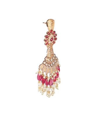 Red kundan dangler earrings 2