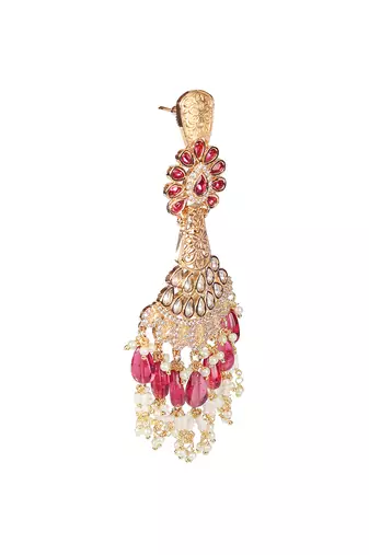 Red kundan dangler earrings