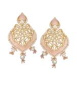 Pink antique meenakari and kundan work dangler earrings
