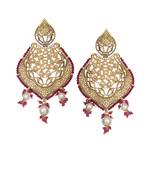 Red antique meenakari and kundan work dangler earrings