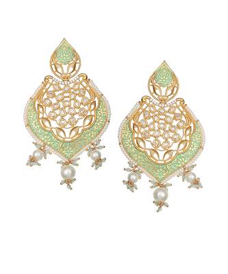 Mint meenakari and kundan work kundan dangler earrings 1