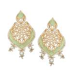 Mint meenakari and kundan work kundan dangler earrings