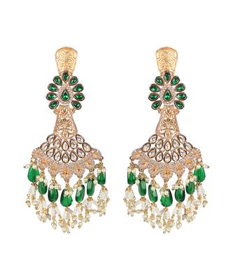 Green kundan dangler earrings 4