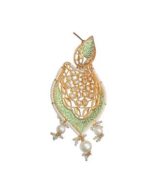 Mint meenakari and kundan work kundan dangler earrings 2