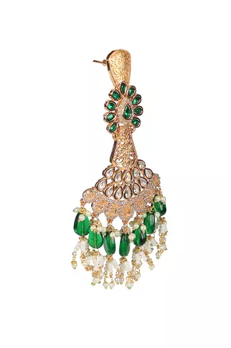 Green kundan dangler earrings