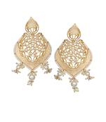 White meenakari and kundan work dangler earrings