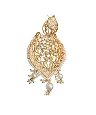 White meenakari and kundan work dangler earrings 2