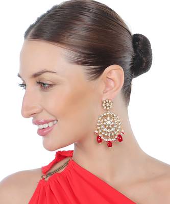 Red kundan chaandbaali earrings 1