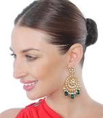 Green kundan chaandbaali earrings