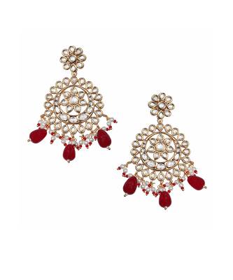 Red kundan chaandbaali earrings 3