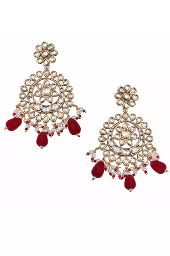 Red kundan chaandbaali earrings