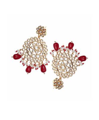 Red kundan chaandbaali earrings 4