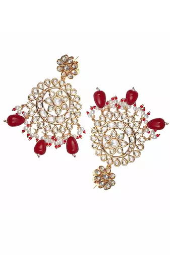 Red kundan chaandbaali earrings