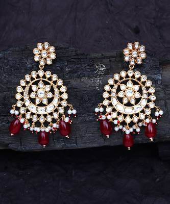 Red kundan chaandbaali earrings 5