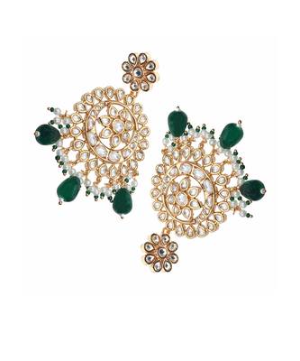 Green kundan chaandbaali earrings 4