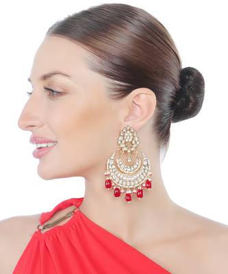 Red kundan and polki chand balis 1