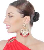 Red kundan and polki chand balis