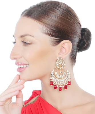 Red kundan and polki chand balis 2