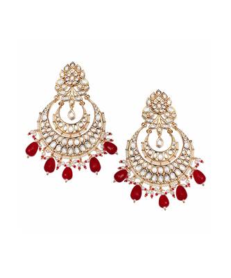 Red kundan and polki chand balis 3