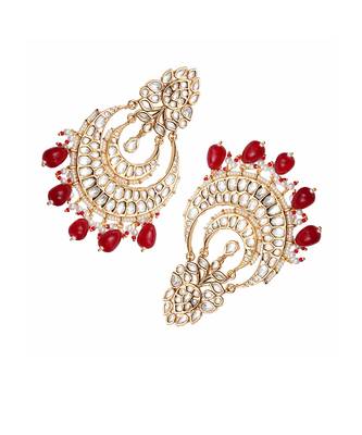 Red kundan and polki chand balis 4