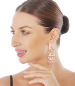 Pink meenakari kundan jhumkas