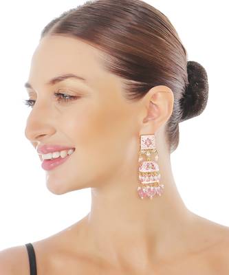Pink meenakari kundan jhumkas 2