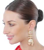 Peach kundan dangler earrings