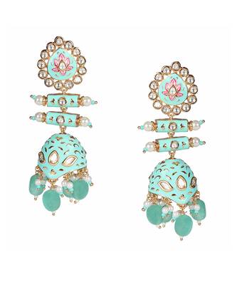 Turquoise kundan dangler earrings 3